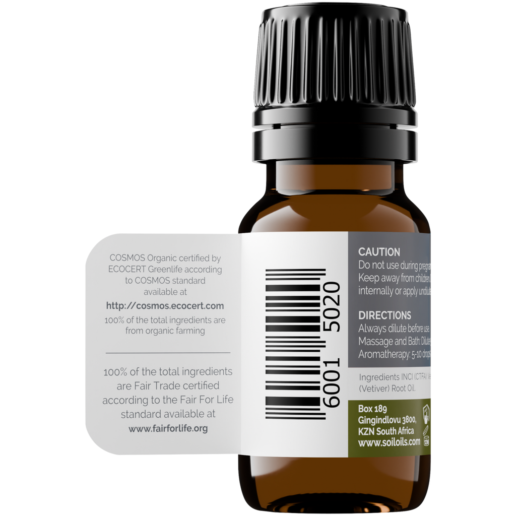 Organic Vetiver Essential Oil (Vetiveria Zizanoides) 10ml